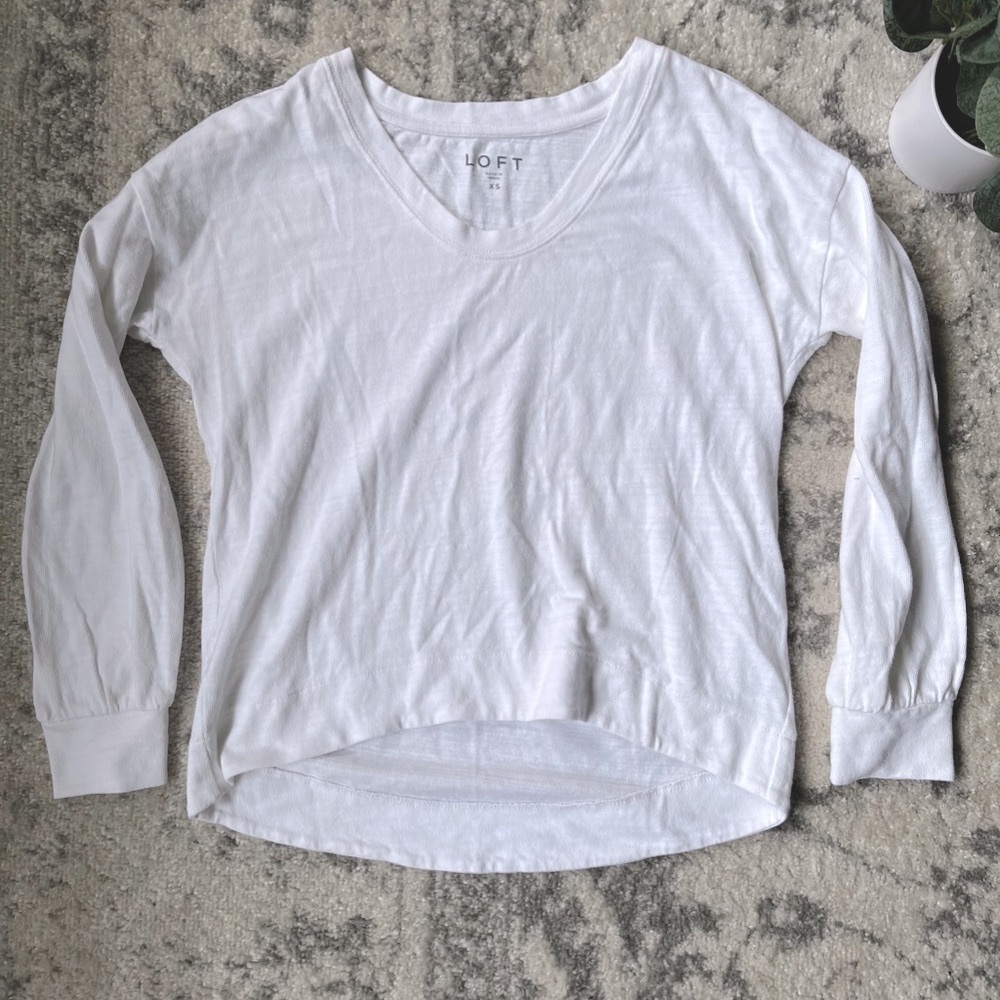 Ann Taylor Loft High-Low 3/4 Sleeve Top XS